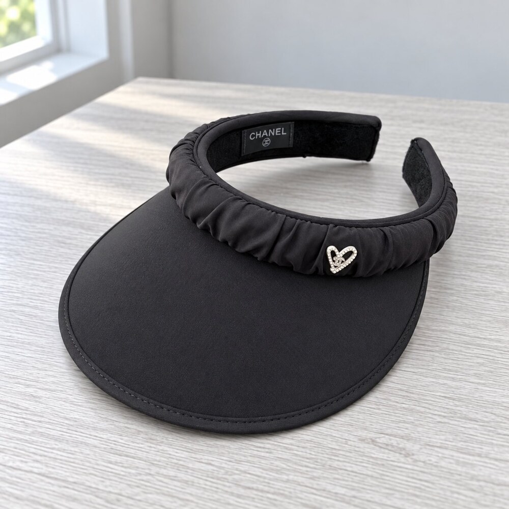 CHANEL Black Ruched Sun Visor - Picture 4 of 6